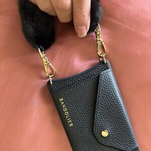 Bandolier Black Pebble leather with fur wristlet